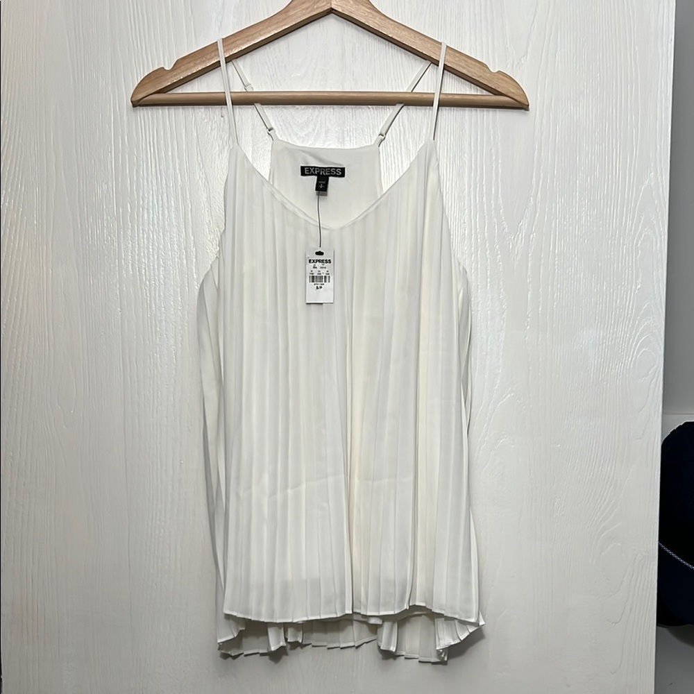 Express White Pleated Cami Top